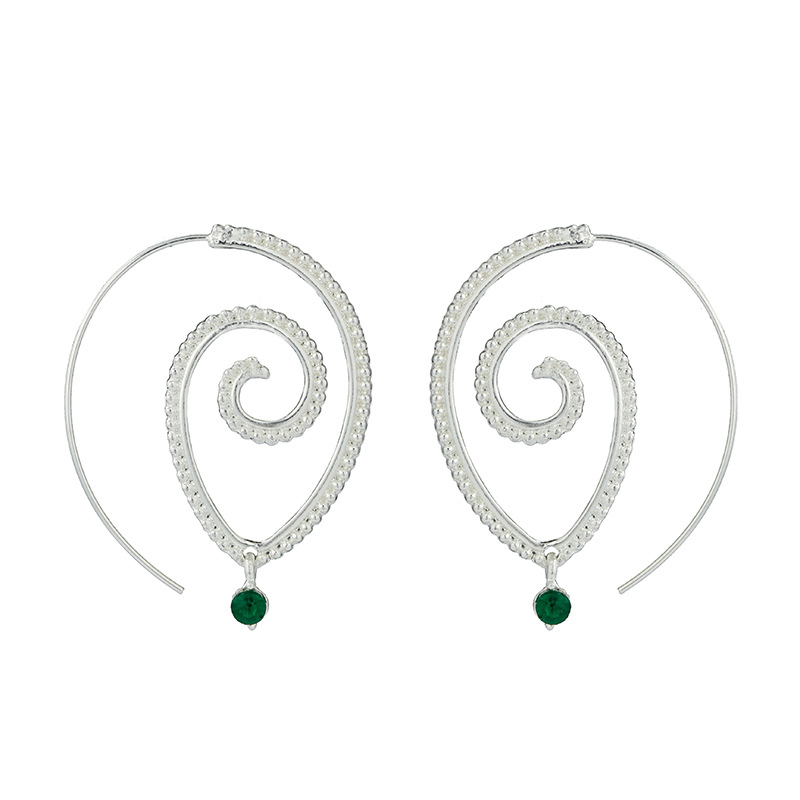 New Jewelry Trend Round Spiral Earrings Swirl Green Diamond Earrings Wholesale display picture 5
