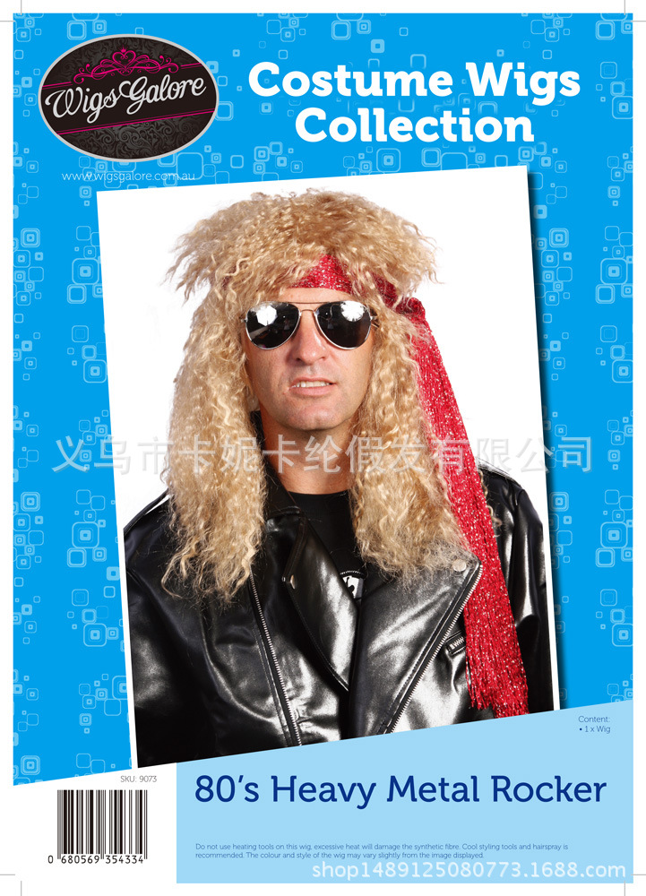 Cabello curly largo para hombres Perruca de baile Perruca de vestir