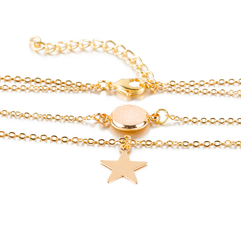 Fashion Five-pointed Star Frosted Gemstone Double-layer Necklace Wholesale display picture 8