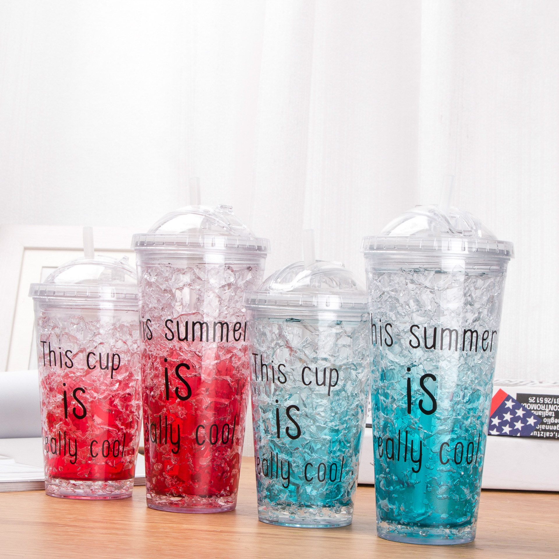 夏日冰杯碎冰杯夏季制冷水杯冰杯滑盖隐藏吸管杯冰酷杯吸管杯成人-阿里巴巴