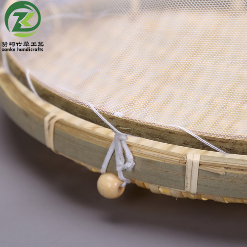 Mesh bamboo basket vegetable cover hotel kitchen household fly-proof food cover tea drying basket bakery bamboo round sieve