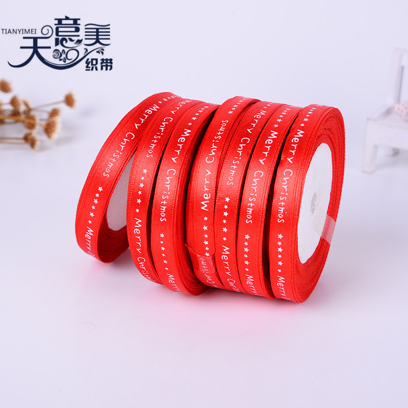 Fabricante 1cm cinta de impresión regalo de Navidad embalaje cinta cinta de impresión Merry Christma