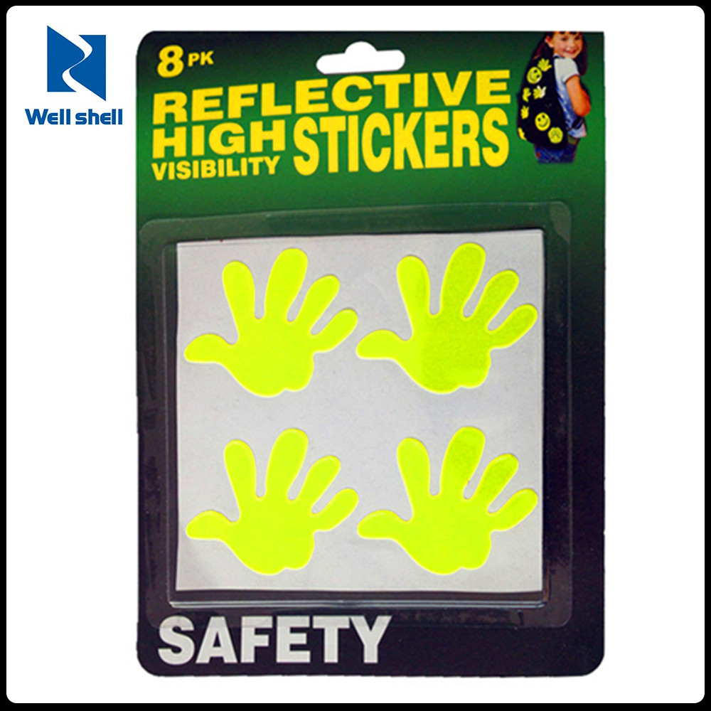 吸卡包装卡通反光手掌贴  自行车户外背包反光贴纸