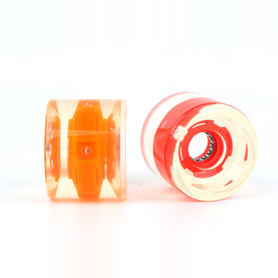 65*51三灯PU轮 高耐磨PU轮  儿童滑板轮滑轮子  定制闪光