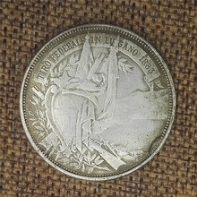 LIBERTADE 5法郎1883做旧白铜银币外国银元 钱币可吹响直径38MM