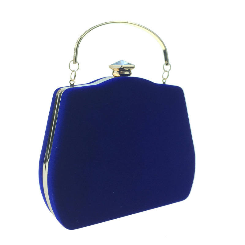 Túi clutch nữ dạ tiệc nhung hình quả bầu đính đá hộp cứng kèm dây xích — Màu đỏ, Màu đỏ rượu, Màu tím, Màu xanh lam chi tiết 12