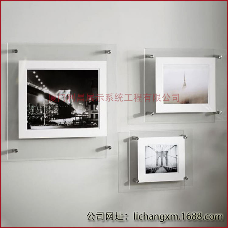 透明亚克力挂墙相框 有机玻璃锁墙钉相片陈列道具定制