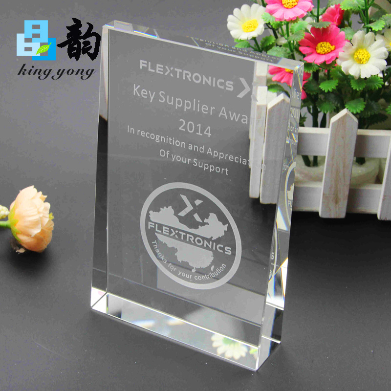 晶韵批发k9水晶斜面奖牌公司授权奖牌毕业照片礼品定制刻字刻logo