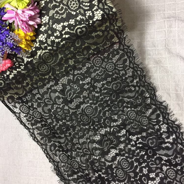 波浪印花无弹睫毛花边锦纶股线蕾丝面料情趣内衣服装辅料宽42cm