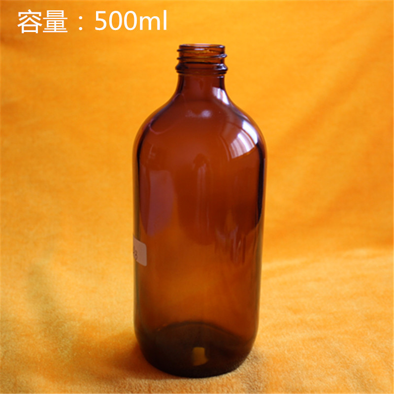 厂家500ml茶色农药瓶棕色试剂瓶琥珀色口服液玻璃瓶可配盖供应
