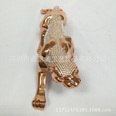 爆款汽车摆件 新款金钱豹 合金豹子 招财汽车用品镶钻捷豹镀金银|ms