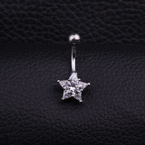 Wish hot selling navel ring European and American medical stainless steel inlaid zircon navel nail foreign trade body piercing jewelry wholesale