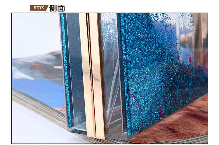 Fashion Double-sided Liquid Quicksand Acrylic Bag Ladies Translucent Evening Clutch display picture 1