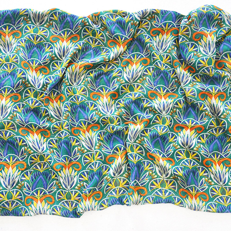 【翔龙印花XL810】现货供应 抽象植物印花飘逸女装雪纺面料