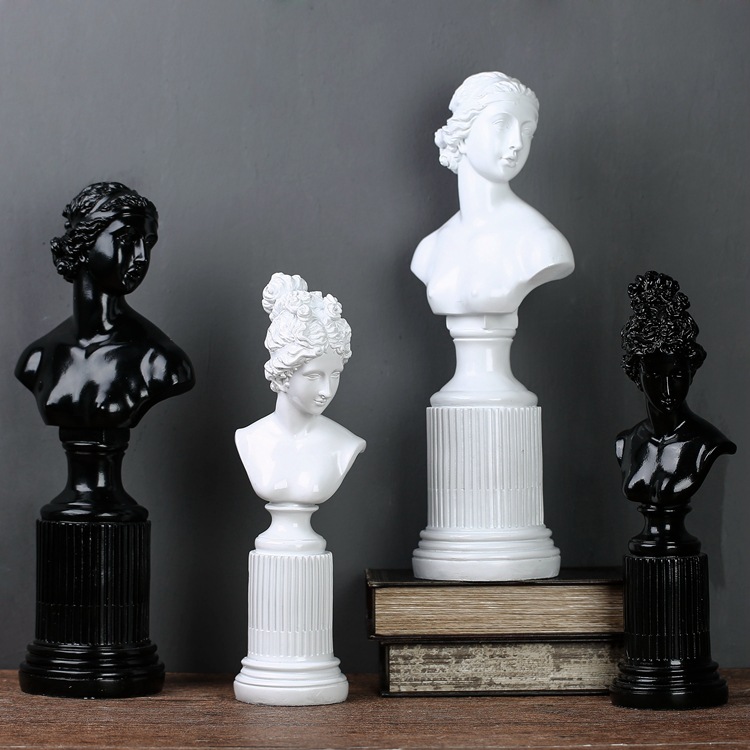 北欧现代简约黑白女神雕像摆件树脂工艺品样板间仿真人物雕塑摆设