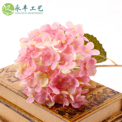 单枝仿真花绣球花 绢布仿真植物婚庆假花批发 绢花装饰绣球花|ms