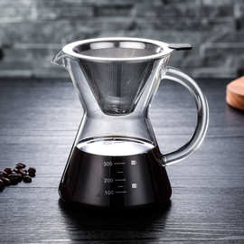 厂家直销玻璃咖啡壶，手冲咖啡分享壶，高硼硅玻璃咖啡壶，玻璃壶