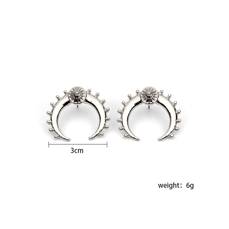 7g Weight Earrings, Ear Studs Classification Women'S Gender Fashion Style Gold, Silver Color Hot-selling Geometric Exaggerated Punk Metal Moon Glossy Crescent Earrings Wholesale 1
