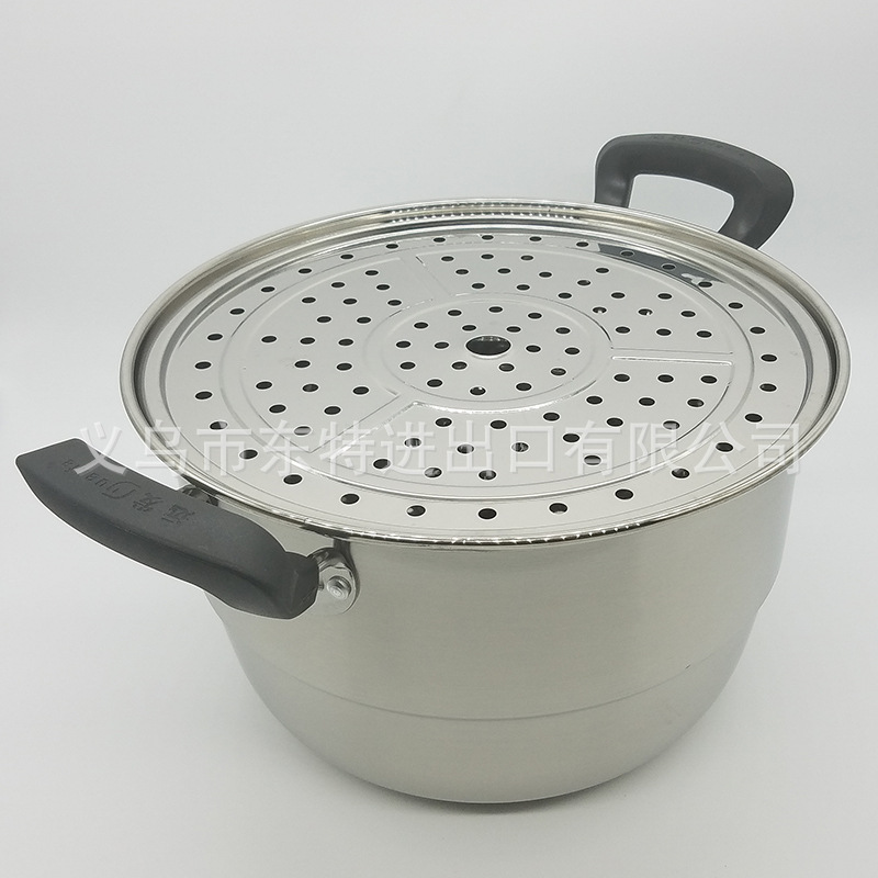 Factory direct sales of stainless steel double-grate steamer, elegant combination lid double-bottom steamer, multi-purpose steamer, high-end gift pot detail image 6