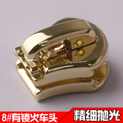 廠家直銷廣東箱包拉鏈頭 8#自動火車頭環保電鍍拉頭可訂貨生産