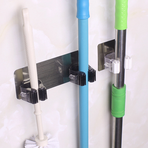 Brushed gray traceless mop hanger, mop clip, no need to punch, traceless broom, mop hook clip, mop holder