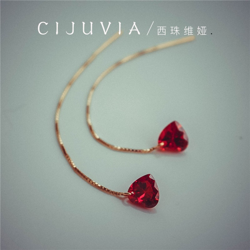 绮湘雨 手工定制 独家闪闪可爱小爱心14k包金耳线|ms