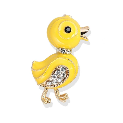 Lanhao Stylish Cute Painted Oil Enamel Rhinestone Alloy Little Yellow Duck Brooch Duck Pin Animal Corsage Xz4571 (Yaxa sancaqları) - xz4571-little-yellow-duck-brooch