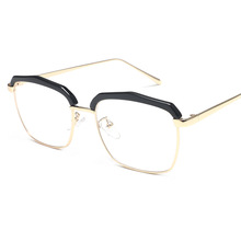 2021多邊形半框眉毛眼鏡框架女韓版潮復古中框平光鏡可配近視眼鏡