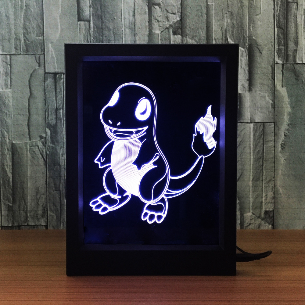 创意相框灯 3d 亚克力相框灯 定制小夜灯皮卡丘