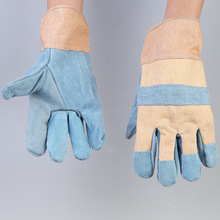 二层出口短电焊手套 牛二层皮防护手套 电焊工专用半皮手套