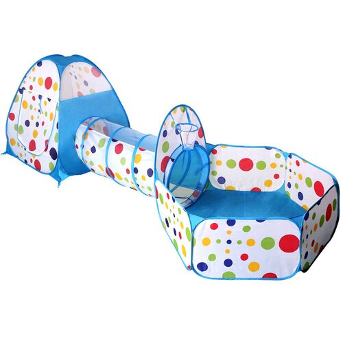 Cowboy Child Tent Set of 3 with Basketball Pool, Crawling Tunnel, Tent House, Playhouse for 3-Year-Old Baby