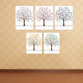 ebay外贸热销小树装饰背景墙指纹画签到画个性创意大树装饰画