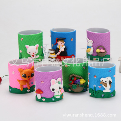 卡通软陶笔筒 工艺品收纳笔筒 办公用品学生文具礼品 印制logo|ms