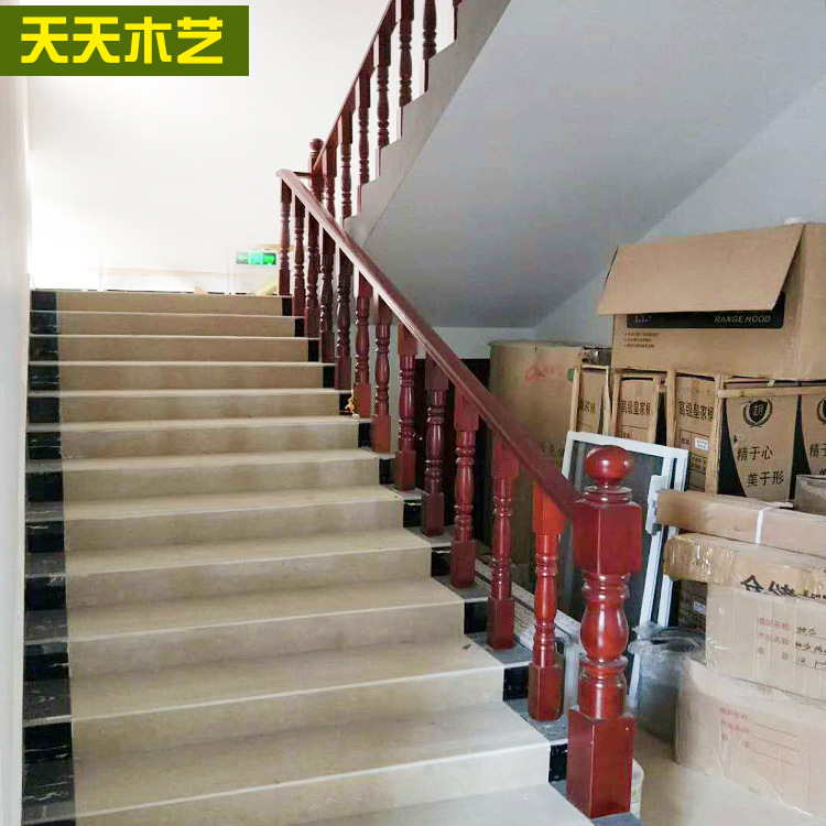批发定制复式楼梯扶手柱子家用烤漆实木立柱成品简约现代立柱护栏|ms
