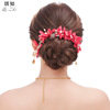 Red hair accessory for bride, jewelry, necklace and earrings, set