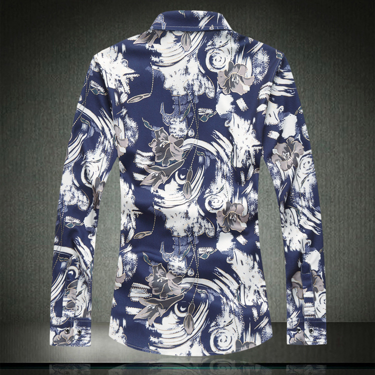 Spring and Autumn New Men's Floral Long-sleeved Shirt Plus Size Men's Thin Floral Shirt Trendy Men's Shirt Shirt