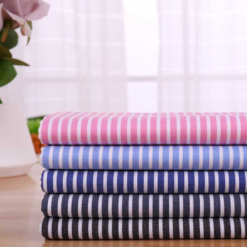 纯棉色织布 休闲男女衬衫细条纹面料 多色工装职业装布料现货直销