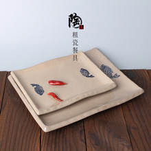 日式 陶瓷餐具異形創意家用和風 盤米飯碗餐具 套裝粗陶外貿 淡雅
