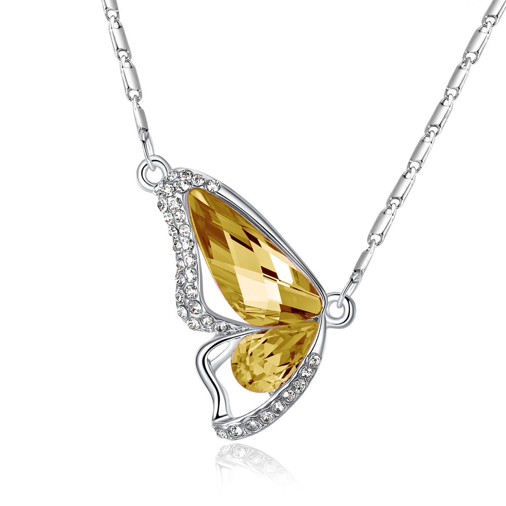 Butterfly Pattern Women's Gender Simple Style Butterfly Zircon Alloy Pendant Necklaces Wholesale