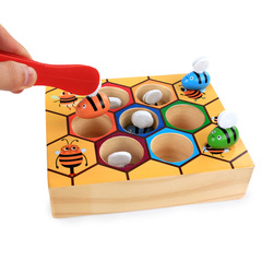 Montessori Early Education Beehive Game Baby Toy Boy Baby Intelligence Clip Catch Bee Color Cognition 0-3 Years Old