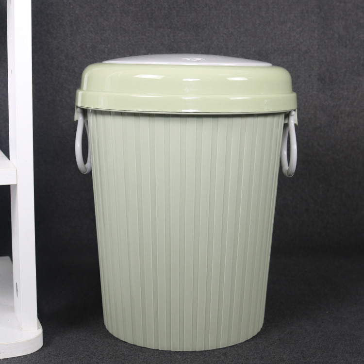 Cubo de basura redondo con tapa a presión, de plástico para cocina y baño – diseño nuevo, venta al por mayor.