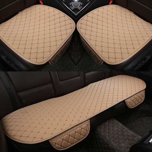 Non-slip strapless car seat cushion set of 3 - four seasons universal, no backrest, linen large diamond pattern