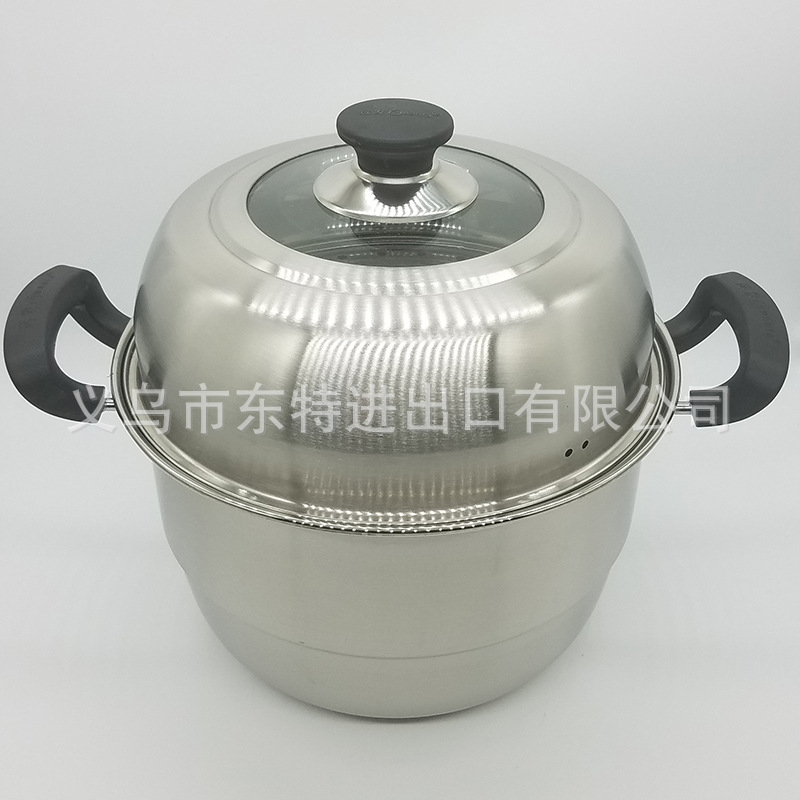 Factory direct sales of stainless steel double-grate steamer, elegant combination lid double-bottom steamer, multi-purpose steamer, high-end gift pot detail image 3