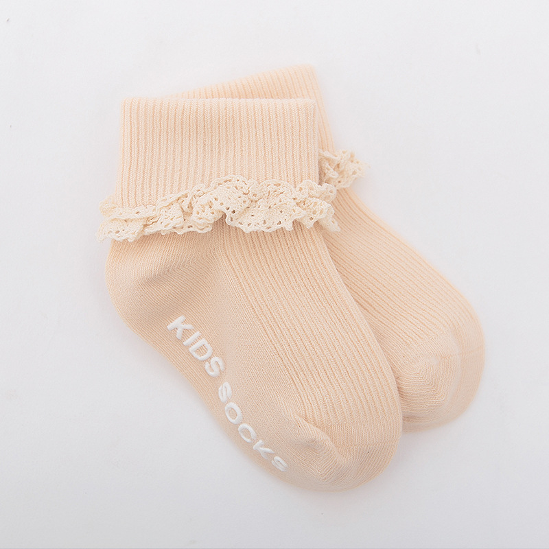 Calcetines de bebé de encaje de primavera y verano calcetines de bebé antideslizantes aguja doble color sólido Corea del Sur calcetines de algodón princesa liquidación image 7