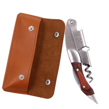 厂家批发不锈钢嵌木礼品套装红酒开瓶器葡萄酒开瓶器包装送礼皮套