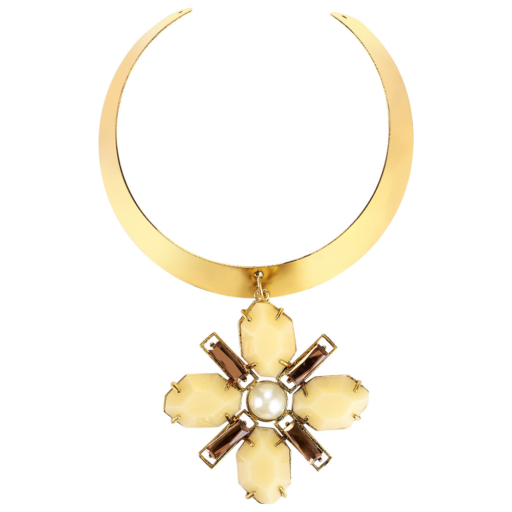Exotic alloy plating necklace (yellow)NHJE0460-yellow