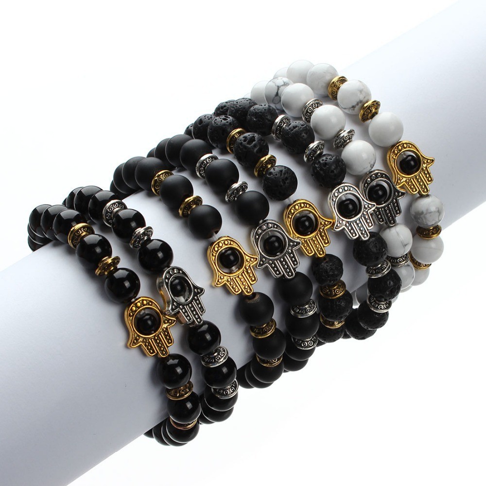 Retro Palm Beaded Alloy Plating Bracelets