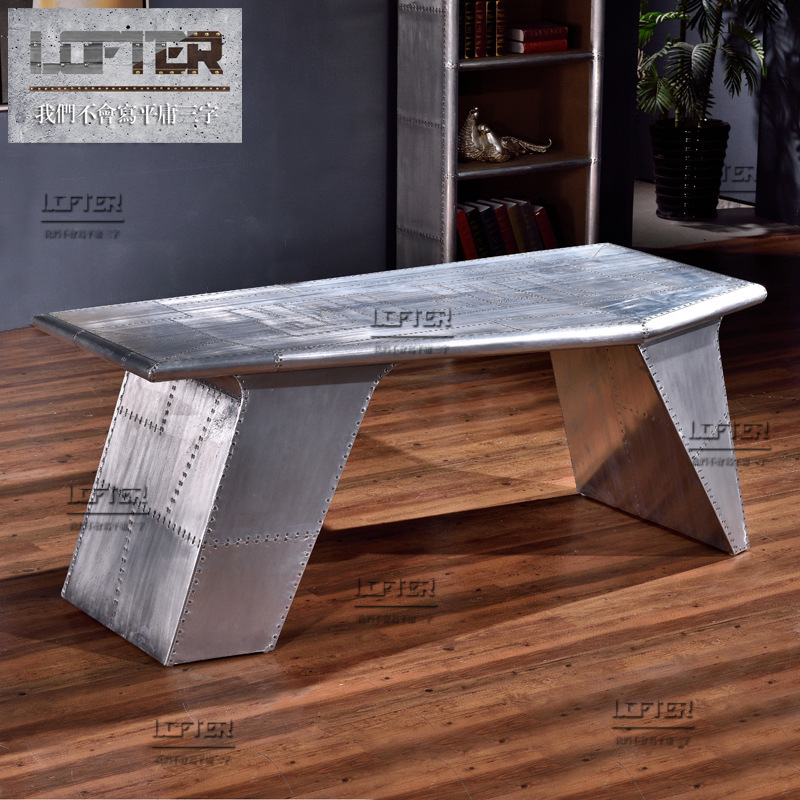 Aluminum Rivet Personalized Taipan Table LOFT Industrial Style Vintage Distressed Wing-shaped Office Desk Boss Desk Computer Desk