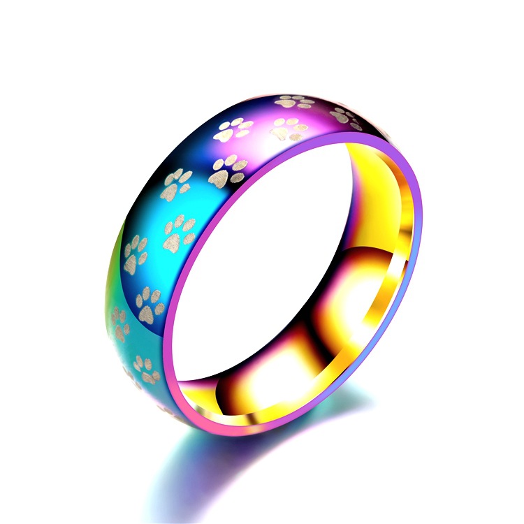 Bunter Pfotenabdruck Ring