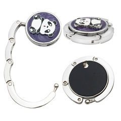 掛包鈎圓形帶珠平面熊貓 金屬摺疊書包鈎 可做LOGO掛包器